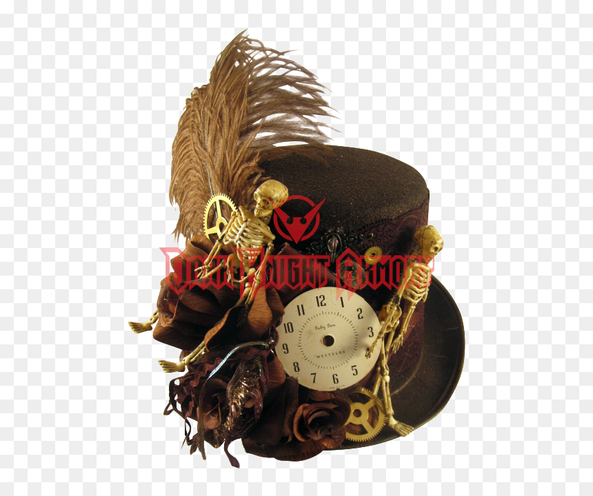 Brown Tall Skeletal Steampunk Riding Hat Mad Hatter - Hat Steampunk Png, Transparent Png - steampunk hat png