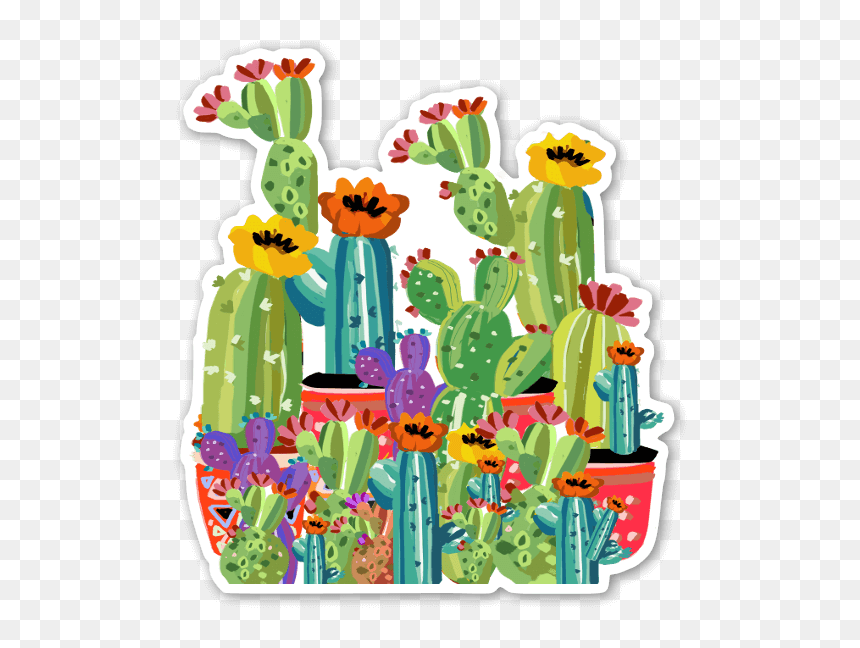Cactus Garden Sticker - Cactus Garden Cartoon, HD Png Download - cartoon cactus png
