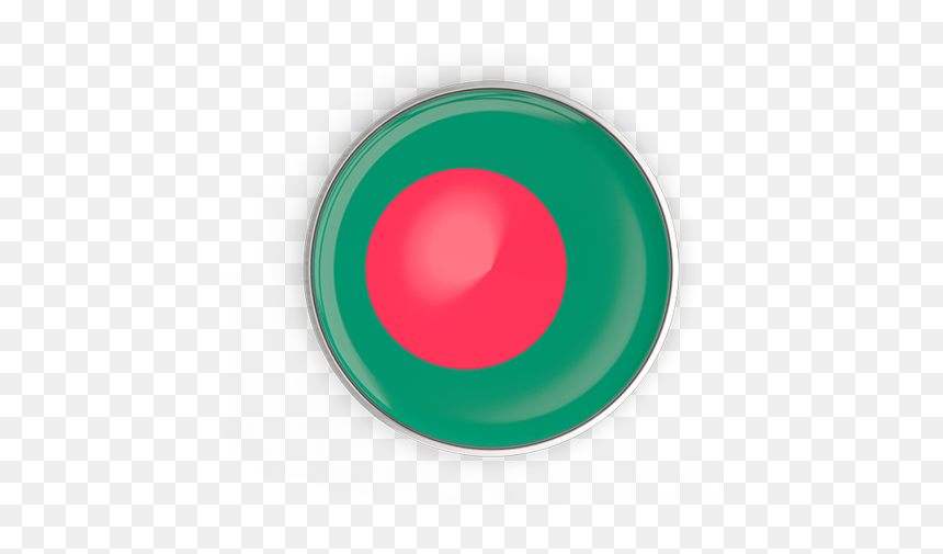 Round Button With Metal Frame - Bangladesh Flag Round Icon, HD Png Download - bangladesh flag png