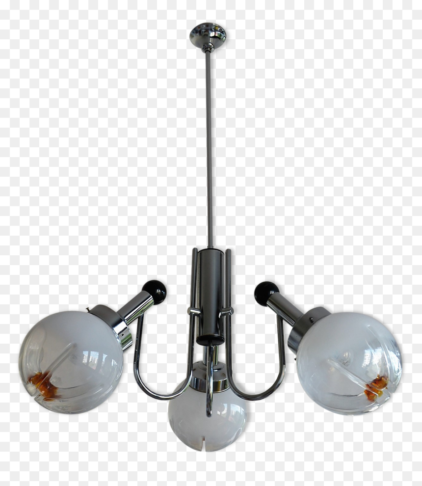 Chrome Chandelier 3 Glass Balls From The 70s 80s"
 - Ceiling, HD Png Download - glass orb png