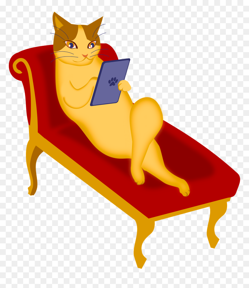 Cat On The Couch Png, Transparent Png - tablet clipart png