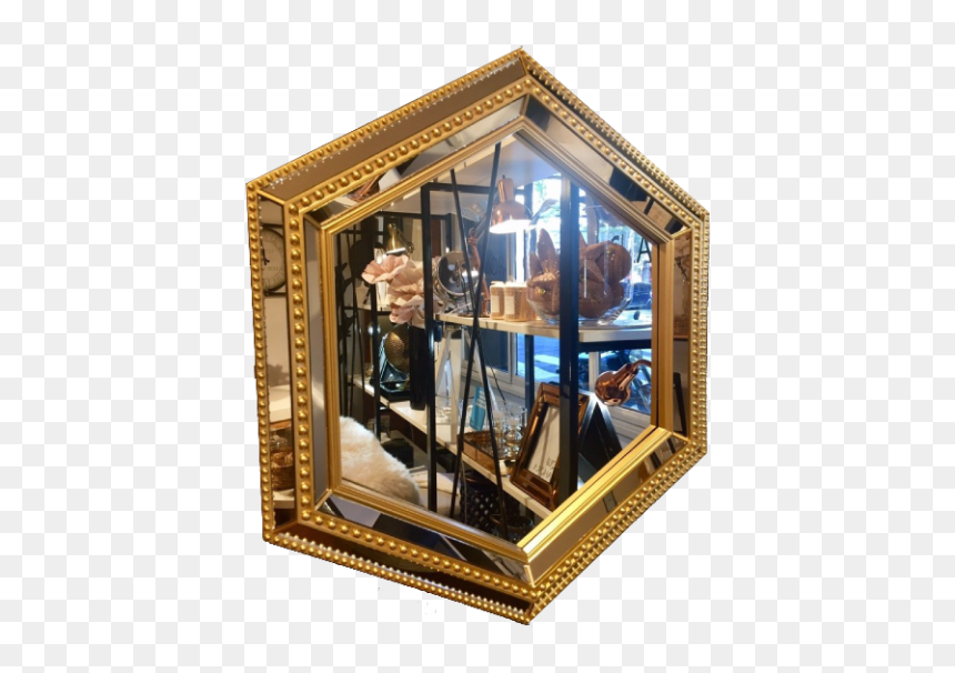 Espejo Hexagonal Marco Dorado - Picture Frame, HD Png Download - marco dorado png