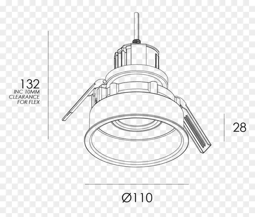Deep Down Has A Recessed Lamp For Low Glare Applications - Technical Drawing, HD Png Download - white glare png
