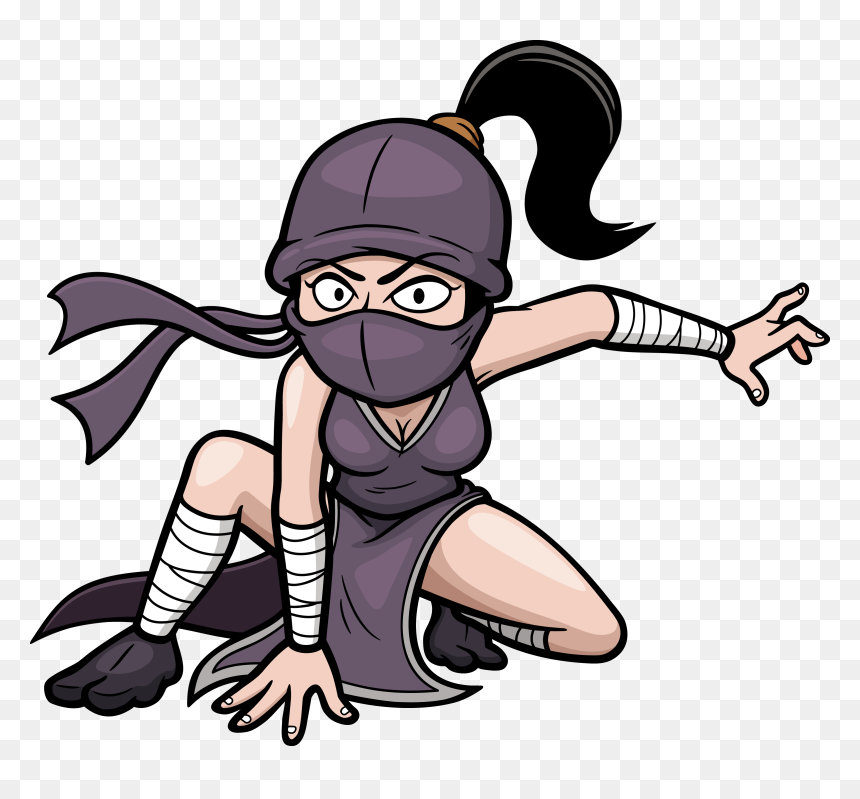 Ninja Girls Drawing - Cartoon Ninja, HD Png Download - cartoon ninja png