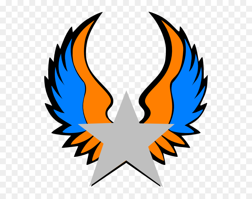 Wing Clipart Star - Blue And Orange Star, HD Png Download - blue wings png