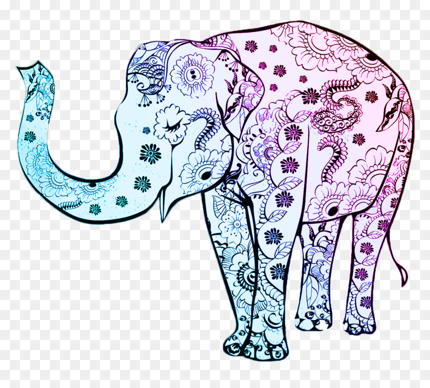 Floral Elephant, HD Png Download - elephant png