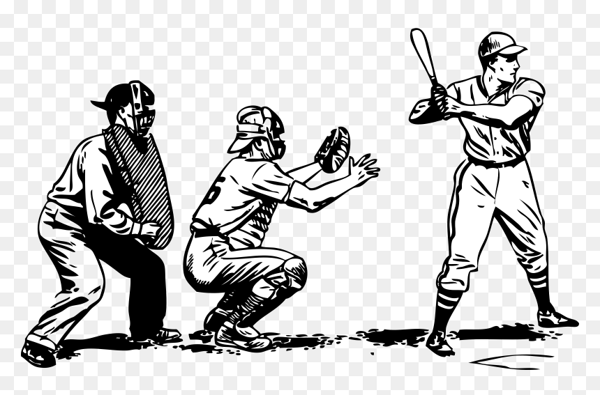 Playing Baseball Black And White, HD Png Download - bat png