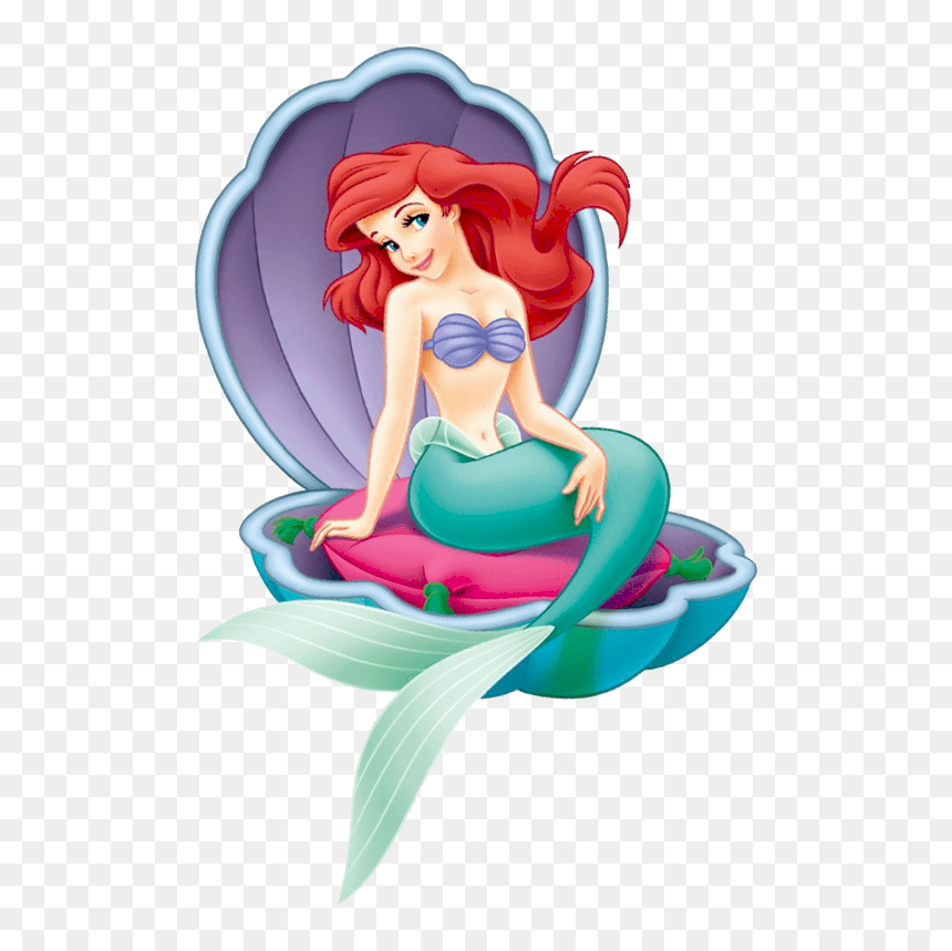 Little Mermaid Sitting On A Shell, HD Png Download - mermaid png