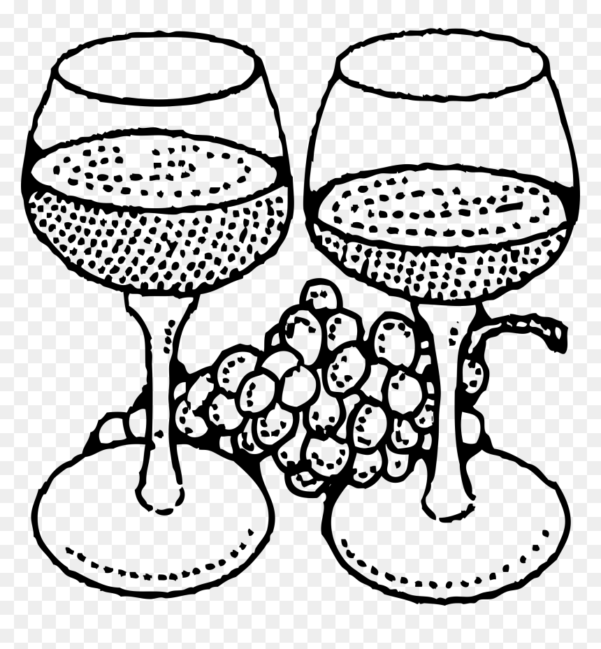 Grapes Clip Art Blacke And White, HD Png Download - wine glass png