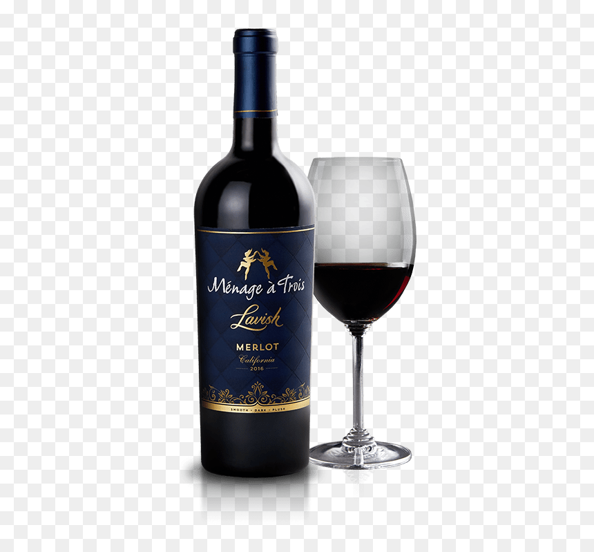 Menage A Trois Lavish Merlot, HD Png Download - wine glass png
