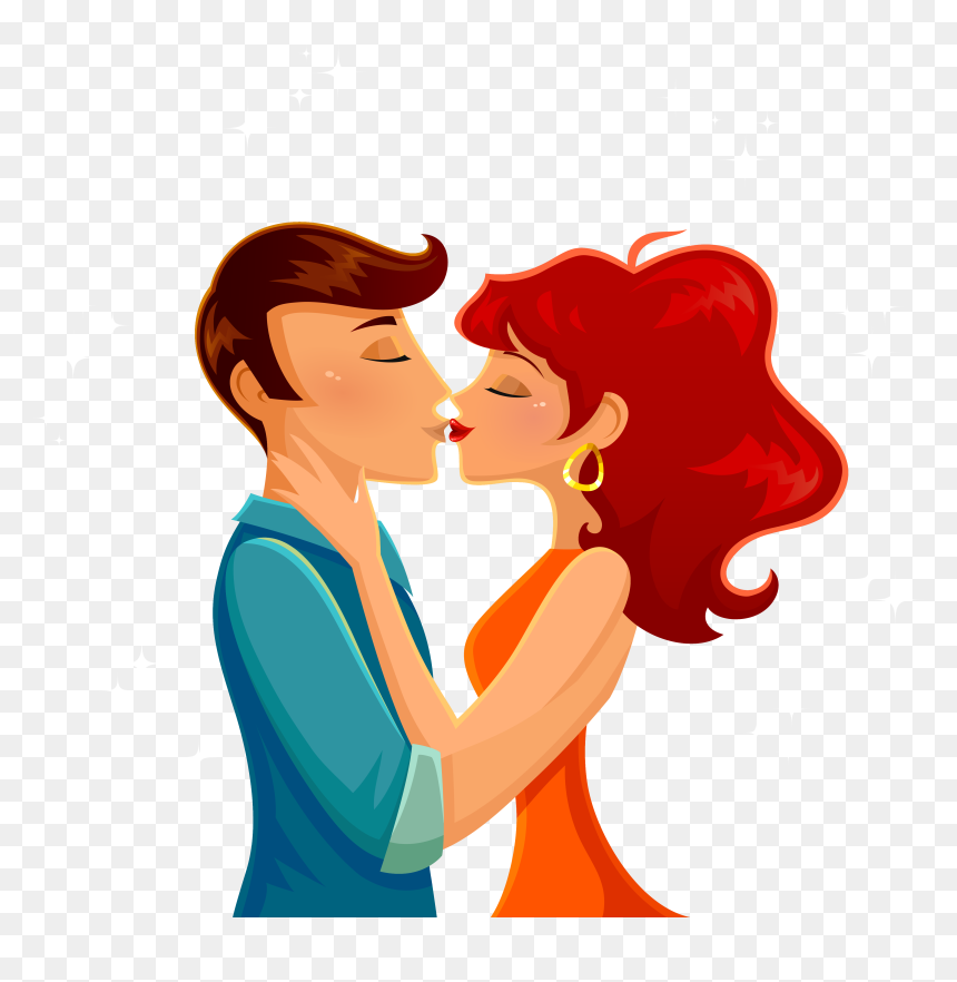 Couple Kissing Vector, HD Png Download - kissing lips png