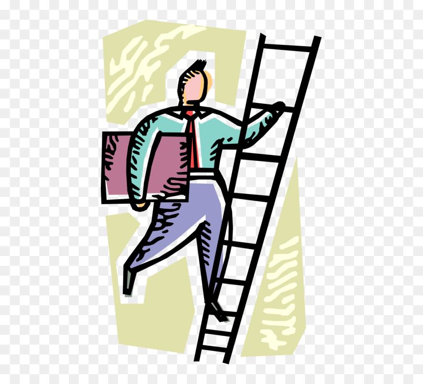 Vector Illustration Of Businessman Climbs Corporate - Vector Graphics, HD Png Download - climbing ladder png