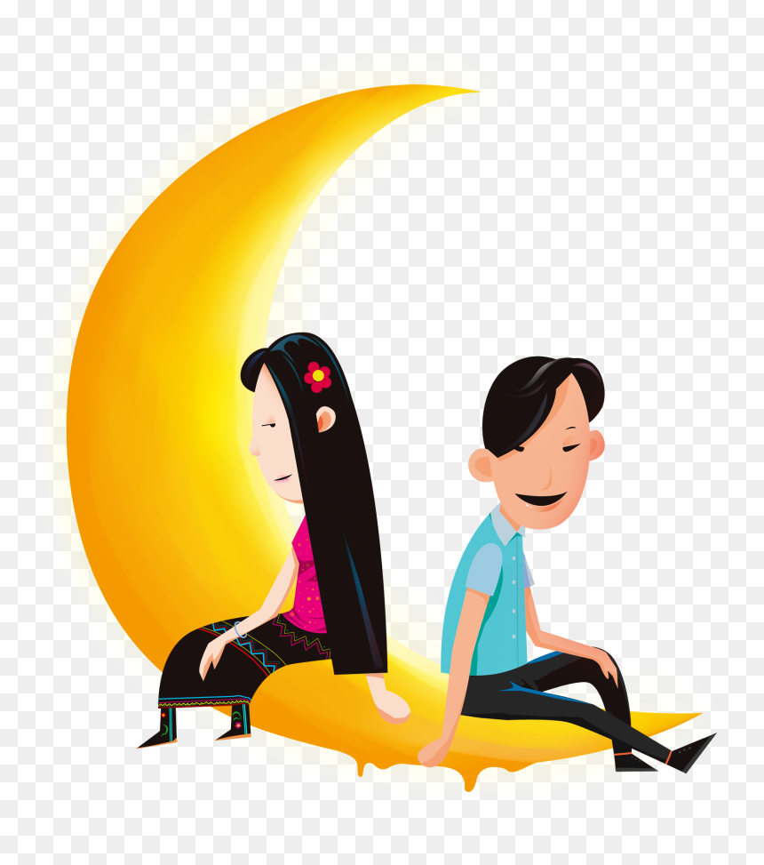Cartoon Creative Decorative Design Moon Png And Psd, Transparent Png - moon cartoon png