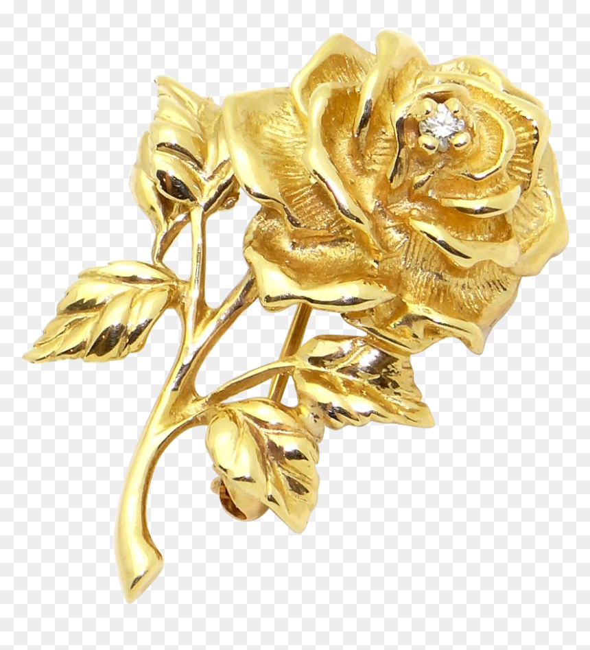 Gold Diamond Png - Brooch Flower Gold, Transparent Png - gold diamond png