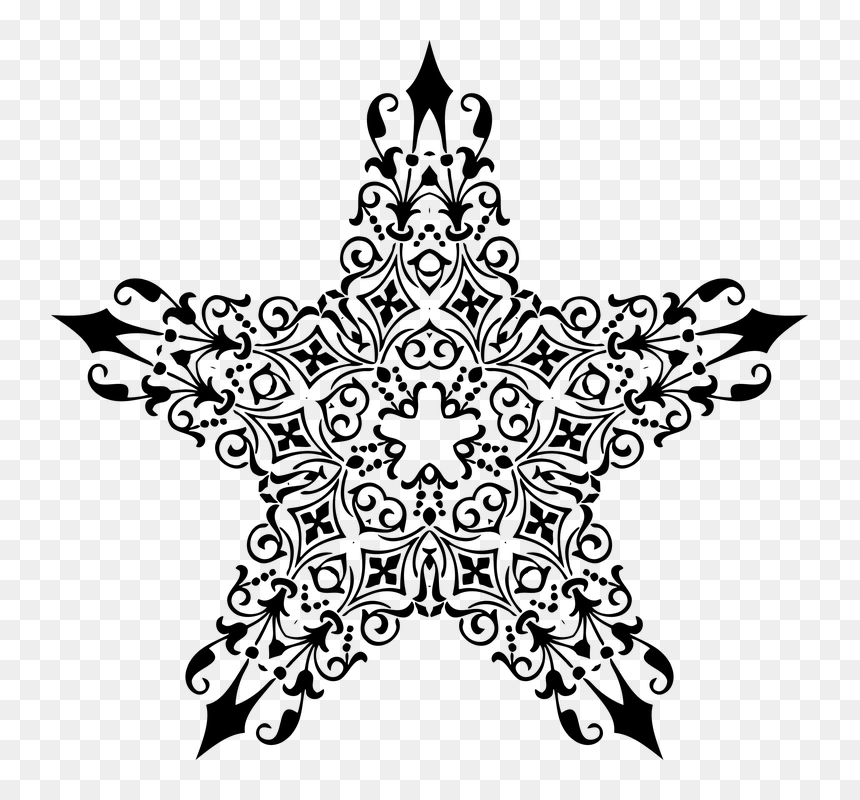 Ornamental Floral Vintage Star Png - Portable Network Graphics, Transparent Png - ornamental png