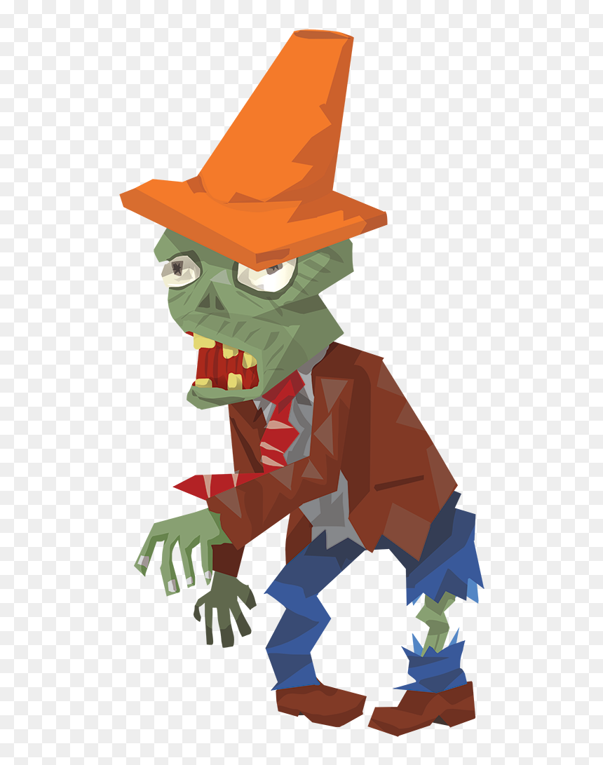 Road Cone Zombie, Plants Vs Zombies - Cartoon, HD Png Download - cartoon zombie png