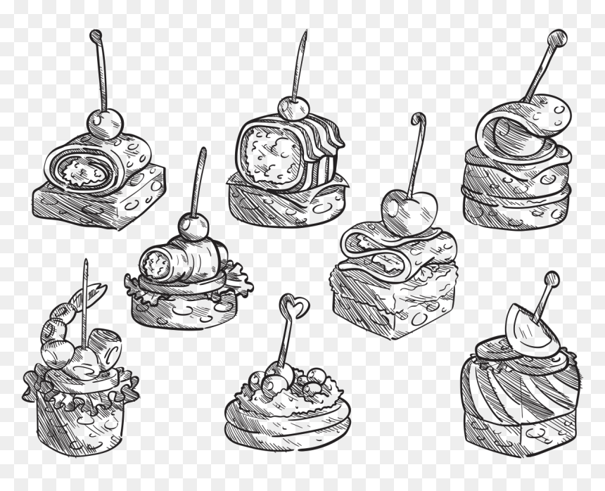 Free Hand Drawn Canapes Vectors - Appetizer Hand Drawn Png, Transparent Png - spoon vector png