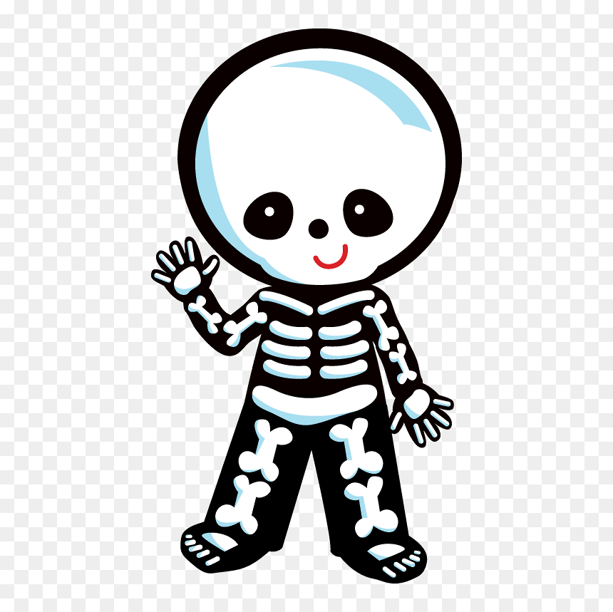 Minus Say Hello Stencils - Cute Halloween Skeleton Clipart, HD Png Download - cute halloween png
