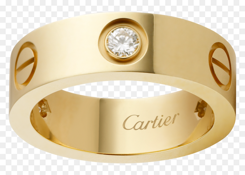 Love Ring, 3 Diamondsyellow Gold, Diamonds - Cartier Love Ring, HD Png Download - gold rings png