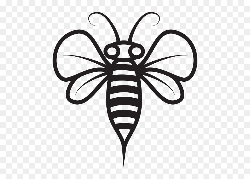 Bee Monochrome Silhouette - Silhouette Svg Bee, HD Png Download - bee silhouette png