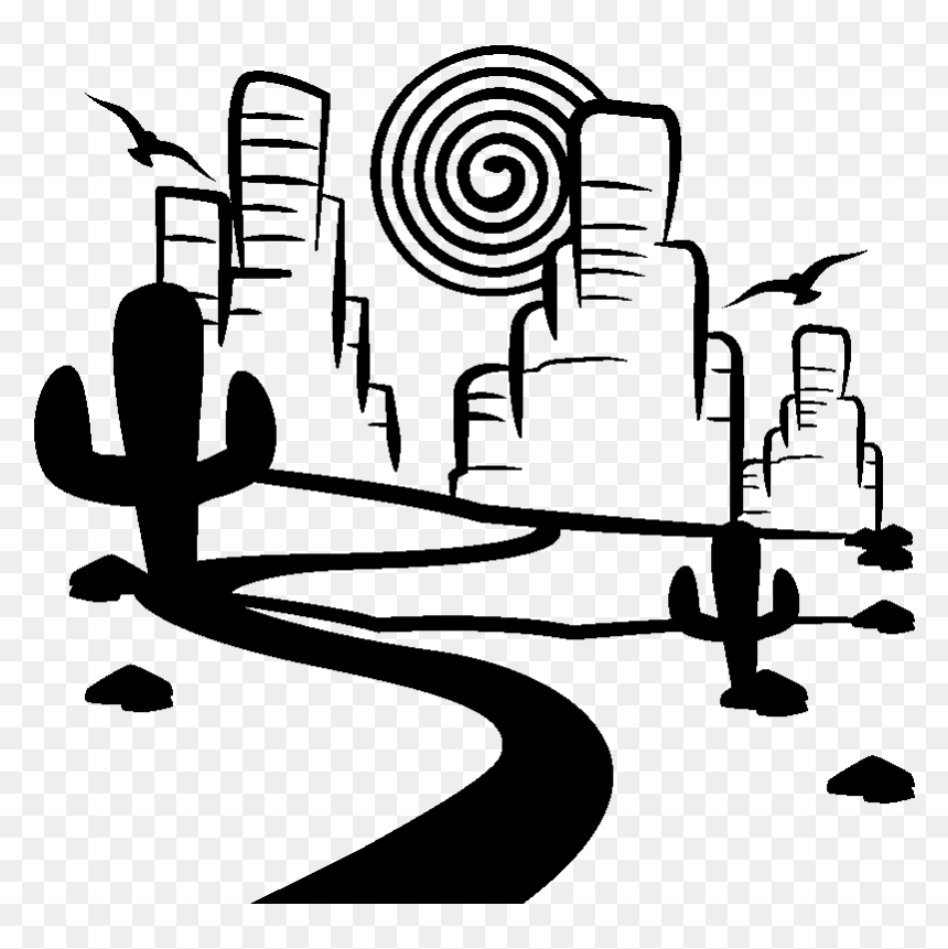 Sticker Paysage Far West Ambiance Sticker Kc6963 - Paisaje Del Oeste Silueta, HD Png Download - striper png