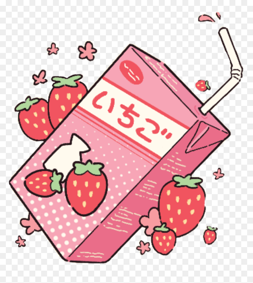 Aesthetic Strawberry Milk - Strawberry Milk Aesthetic, HD Png Download - fresas png