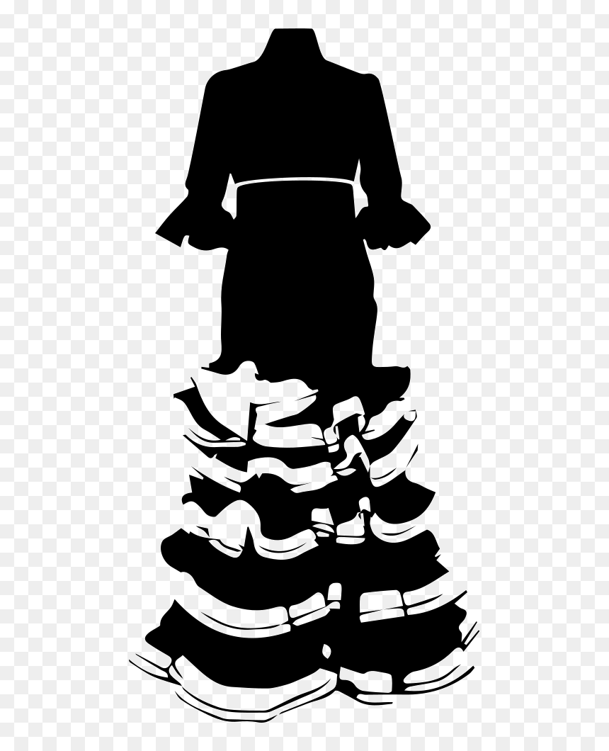 Flamenco Long Dress - Long Sleeve Dress Icon Png, Transparent Png - flamenco png