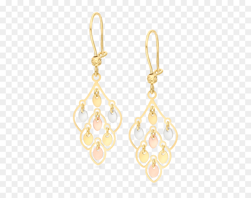 Peacock Filigree Chandelier Earrings, Tricolor Gold - Earrings, HD Png Download - gold chandelier png