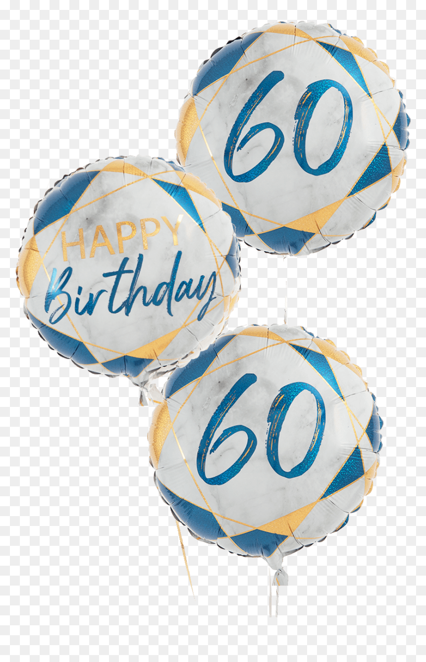 60th Birthday Navy & Gold Foil Balloon Bouquet, 3 X - Balloon, HD Png Download - gold glitter confetti png