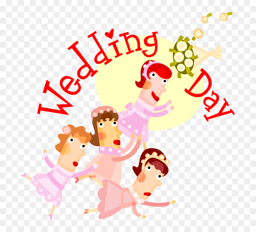 Vector Illustration Of Wedding Day Bridesmaids Scramble - Bridesmaid Clip Art, HD Png Download - wedding bouquet png