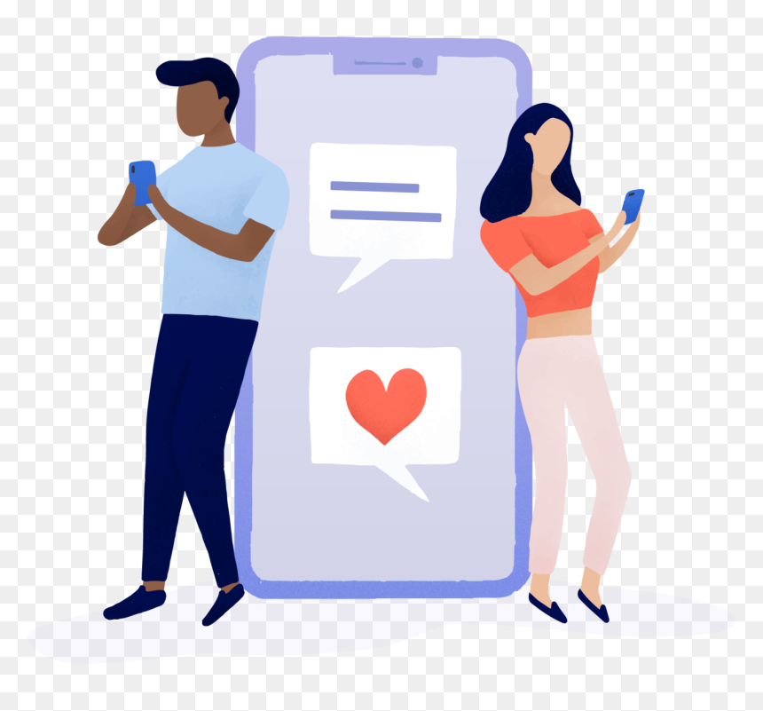 2 People On Phones Buying Instagram Likes On Freegram - Dating During Coronavirus, HD Png Download - pareja png