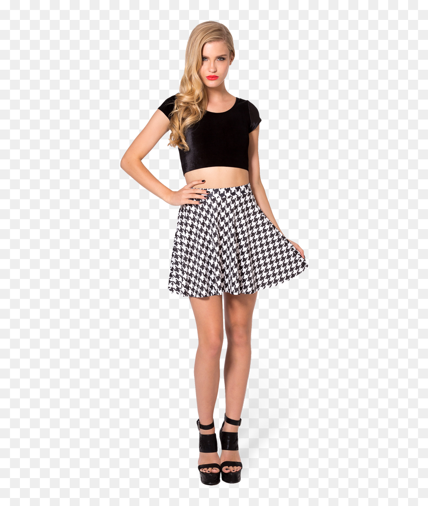 Black Skater Skirt Png - Blackmilk Gingham Red Green Play Dress, Transparent Png - houndstooth png