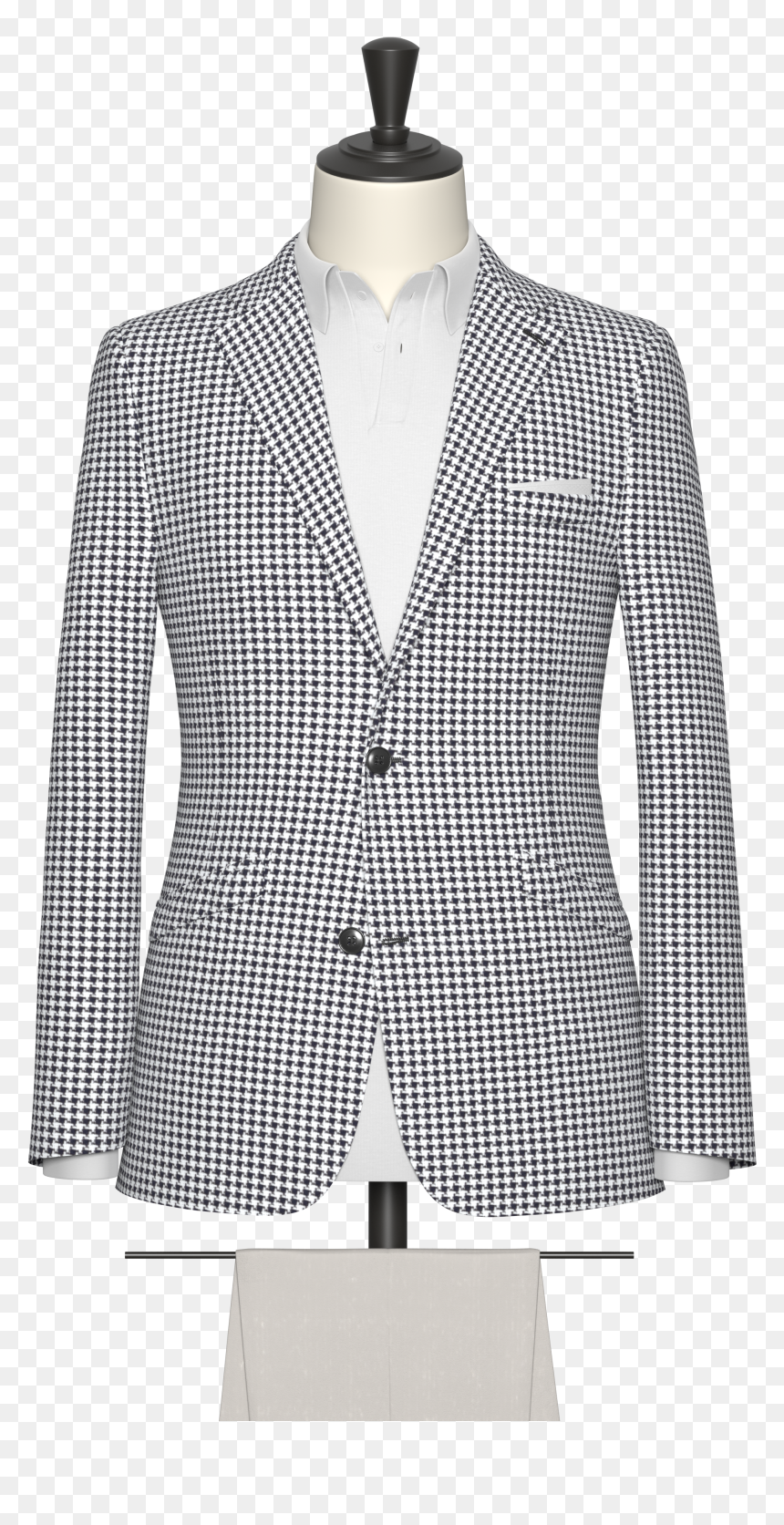 Navy And White Houndstooth Jacket - Suit, HD Png Download - houndstooth png