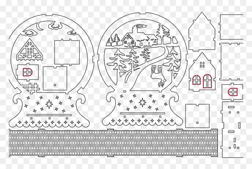 Esfera De Paisaje Navideño - Line Art, HD Png Download - gorro navideño png