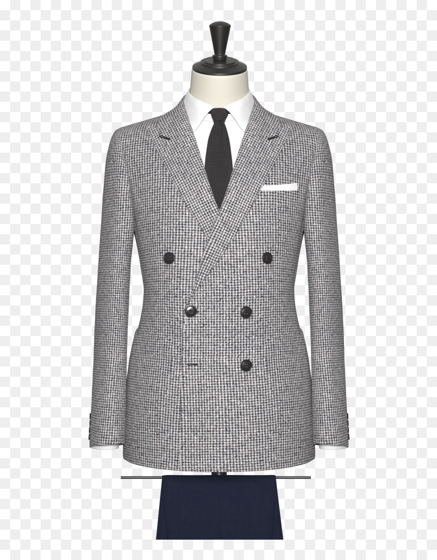 Blue, Grey And White Houndstooth Jacket - Suit, HD Png Download - houndstooth png