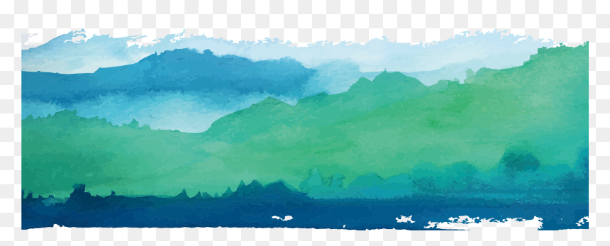 Watercolor Landscape Watercolor Painting Green Shan - Watercolor Landscape Png, Transparent Png - water paint png