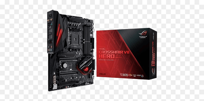 Rog Crosshair Vii Hero , Amd X470 Chipset, Am4, Atx - Asus Rog Crosshair Vii Hero Wi Fi ราคา, HD Png Download - red crosshairs png