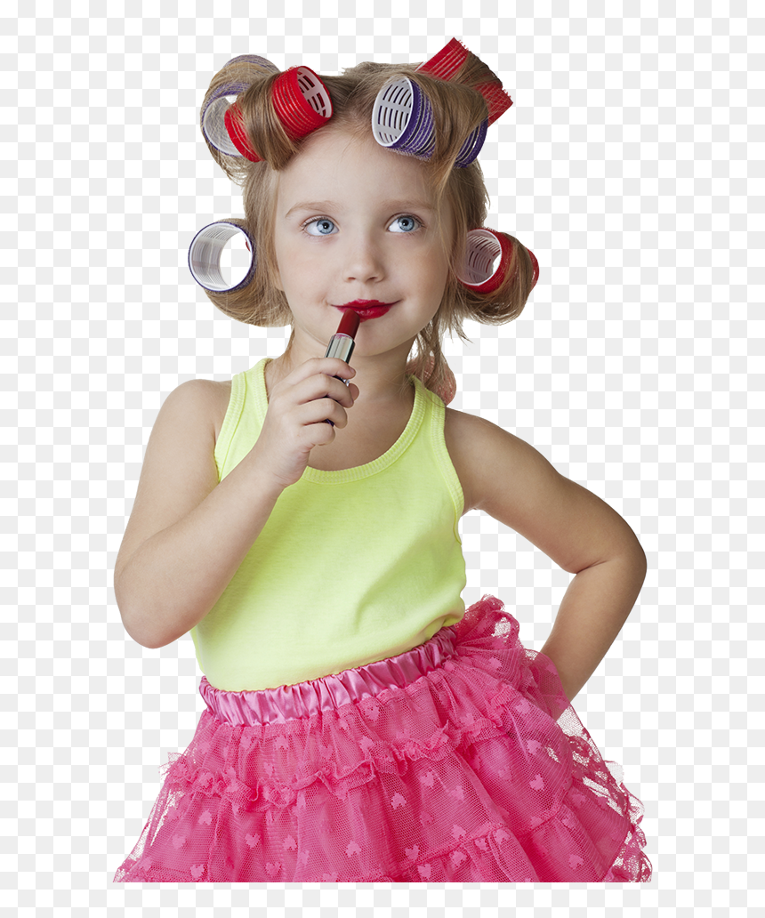 Little Girl Using Lipstick, HD Png Download - milk and cookies png