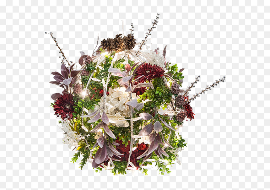 Christmas Flower Light Ball - Flower Bouquet, HD Png Download - christmas flowers png