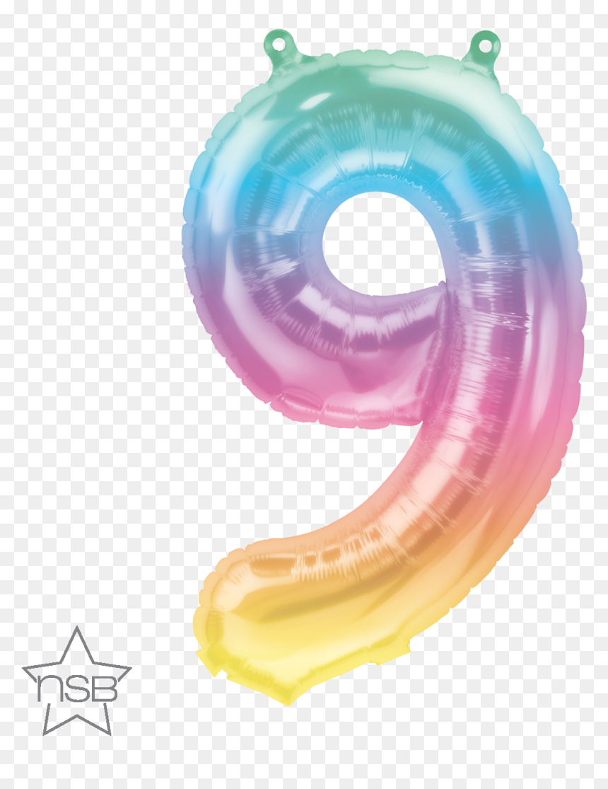 Jelli Ombre Rainbow Number Balloons - Nine Balloon, HD Png Download - pastel rainbow png