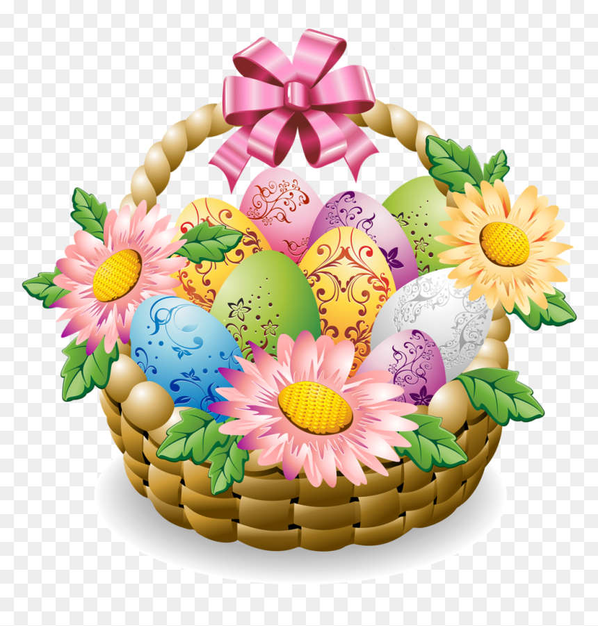 Transparent Gift Baskets Png - Basket With Easter Eggs, Png Download - gift basket png