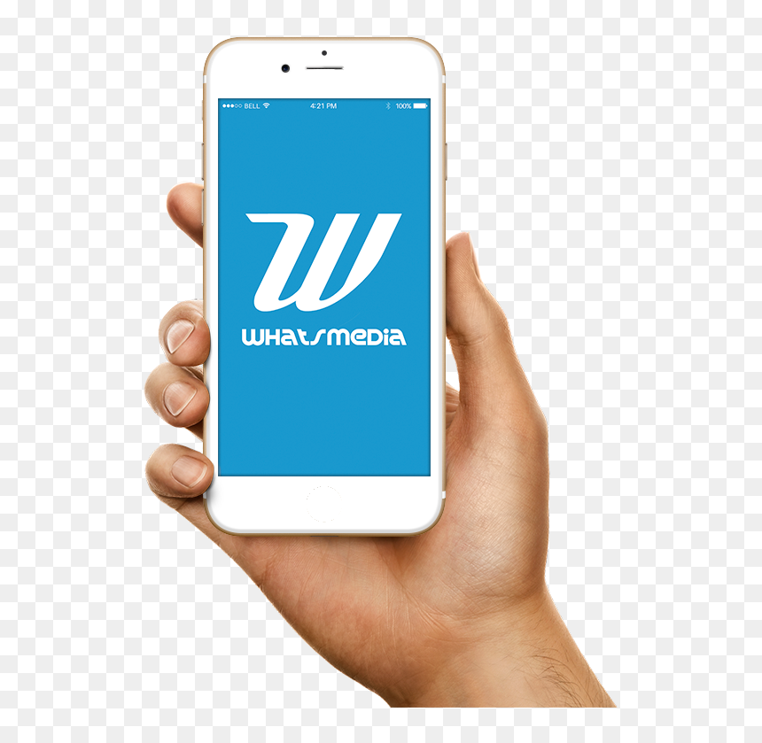 Mano Sujentando Móvil Con La App De Whatsmedia En La - Mobile Phone, HD Png Download - signo de pregunta png