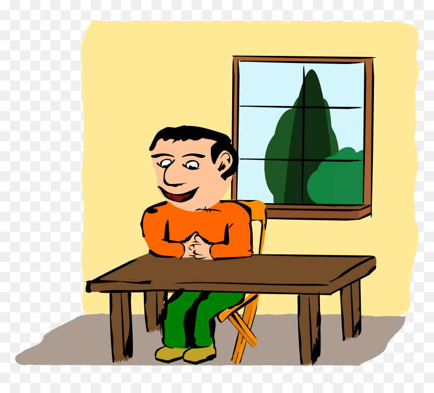 Sitting At The Table Clip Arts - Human At Home Clipart, HD Png Download - cartoon table png