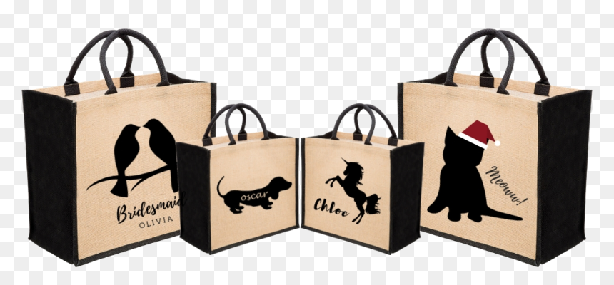 Personalised Eco Friendly Jute Tote Gift Bag Examples - Personalised Jute Shopping Bags, HD Png Download - gift bag png