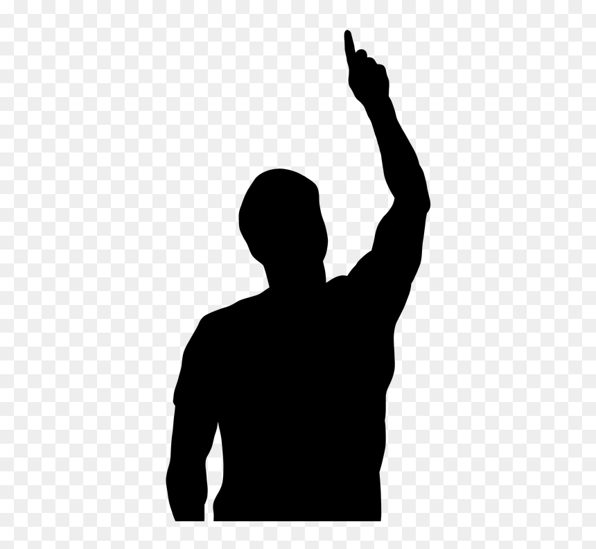 Man Hand Up Silhouette, HD Png Download - man pointing png