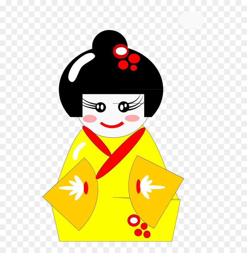Geisha In Yellow Kimono 1 25 Magnet Cute Japanese Gesha - Kimono Animasi, HD Png Download - geisha png