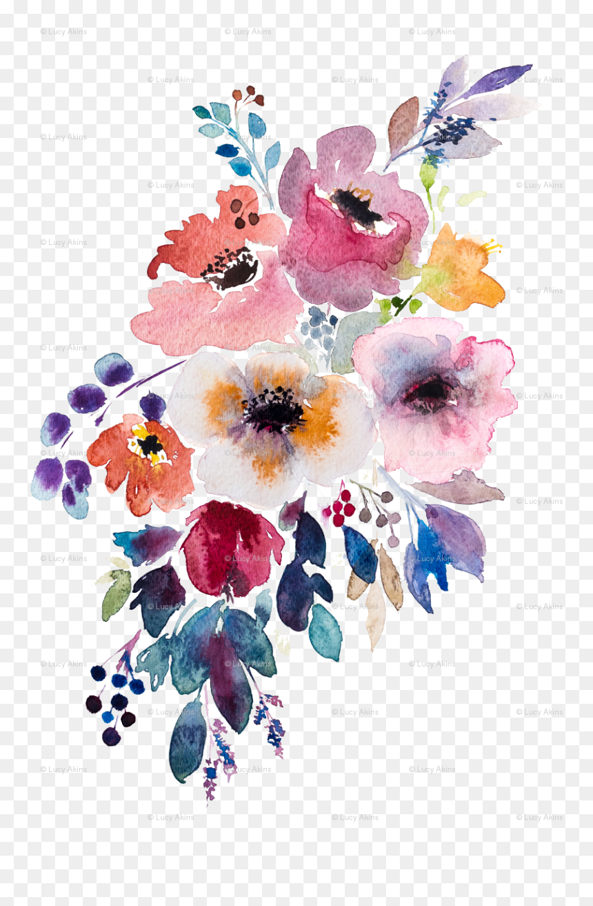 Diamonds Clipart Watercolor - Watercolor Fall Flowers Png, Transparent Png - falling flowers png