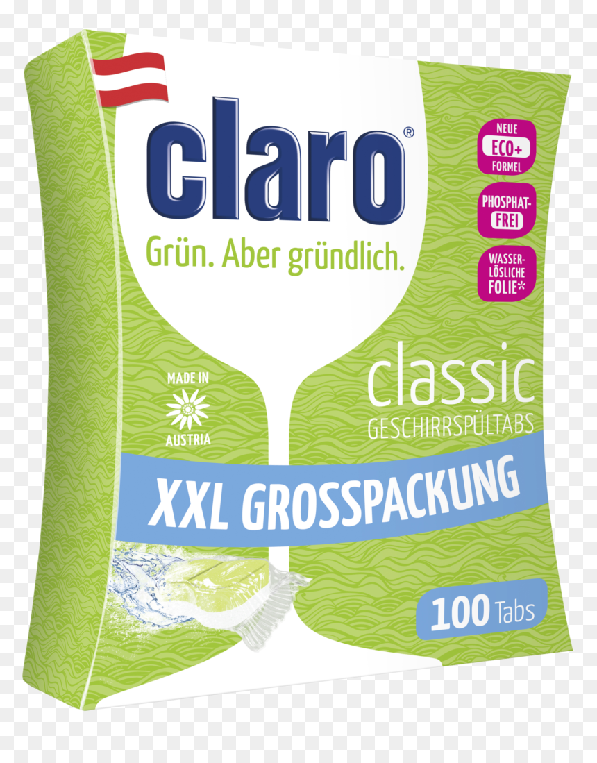 40x Claro Phosphate-free Eco Dishwash Tablets - Dissolvable, HD Png Download - claro png