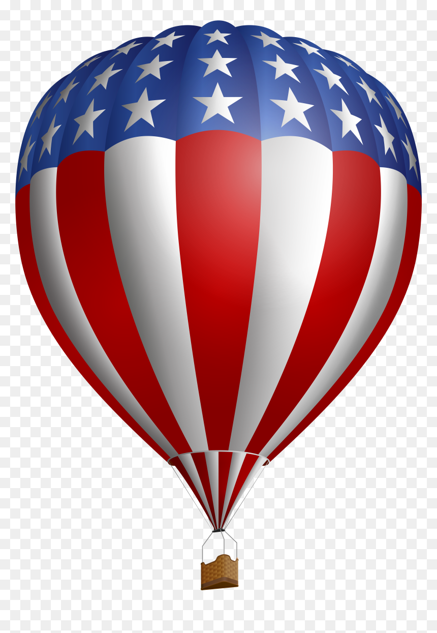 4th Of July Clipart Hot Air Balloon Png Transparent - American Hot Air Balloon Png, Png Download - 4th of july clipart png