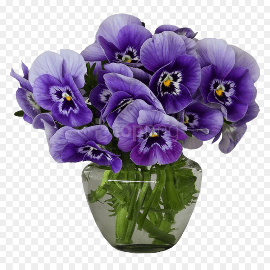 Transparent Vase Of Flowers Png - Violets Flower In A Vase, Png Download - vase of flowers png